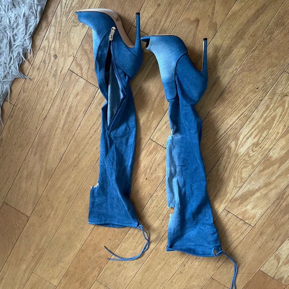 Denim over the knee boots 5.5